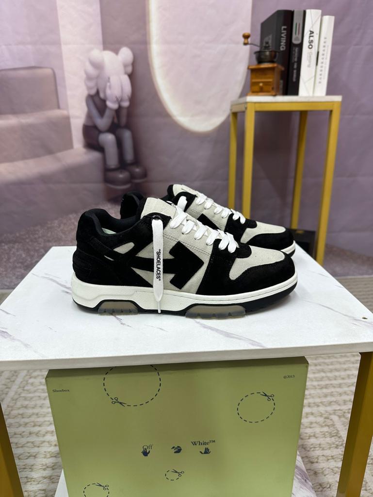 OFF-WHITE Out Of Office OOO Low Tops "White Black White"