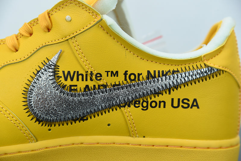 Nike Air Force 1 X Off White University Gold Metallic Silver