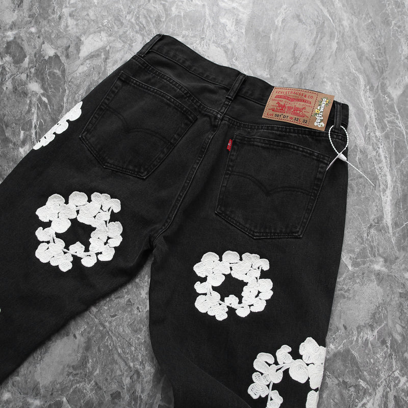 Calça Denim Tears x Levi's Cotton Wreath Jean Black