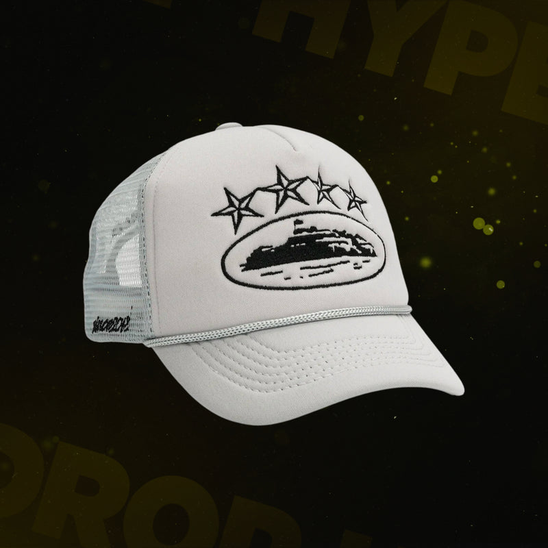 Boné Corteiz 4Starz Alcatraz Trucker Branco