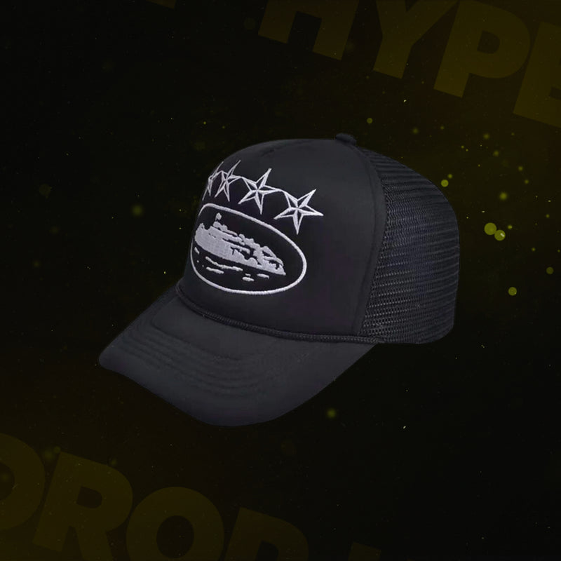 Boné Corteiz 4Starz Alcatraz Trucker Preto