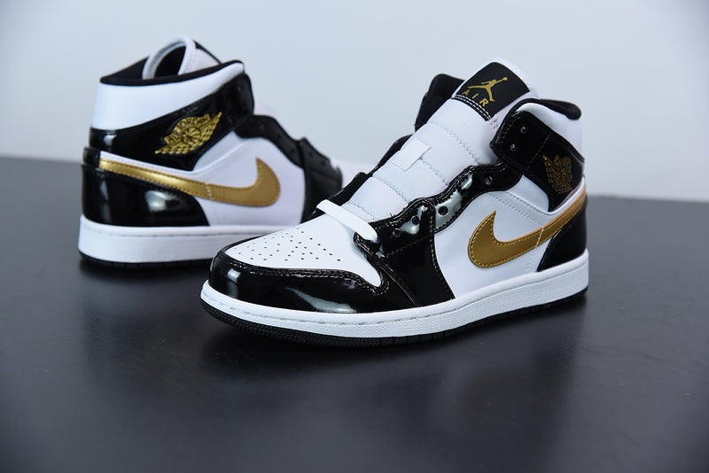 Nike Air Jordan 1 Mid Black Metallic Gold White