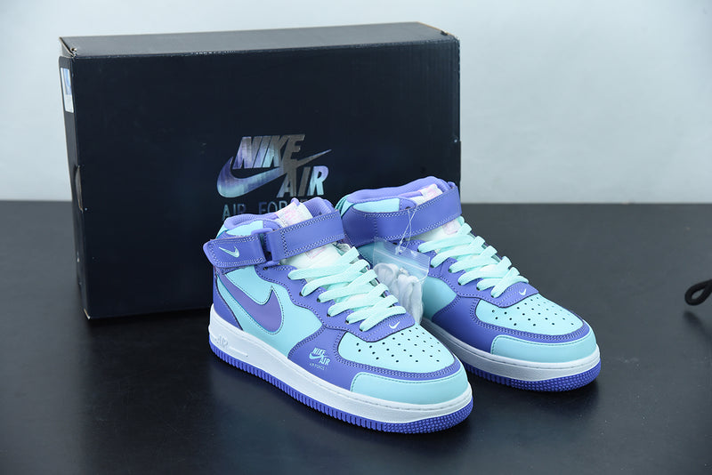 Nike Air Force 1 Mid Blue Purple White Running Shoes