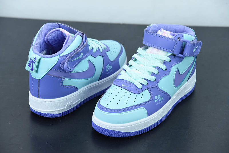 Nike Air Force 1 Mid Blue Purple White Running Shoes