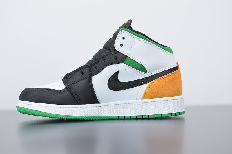 Nike Jordan 1 Mid SE White Laser Orange Lucky Green