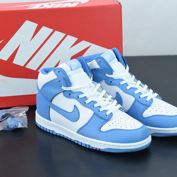 Nike dunk high blue best sale and white