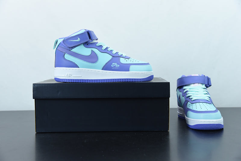 Nike Air Force 1 Mid Blue Purple White Running Shoes