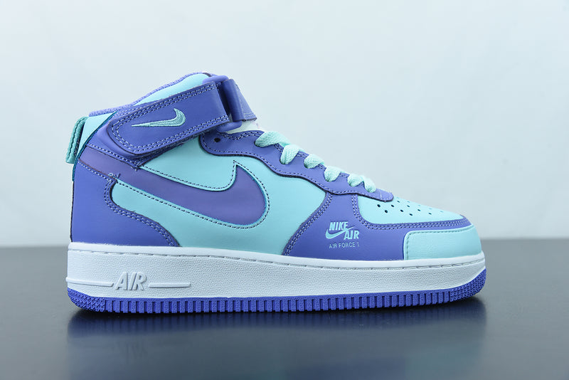 Nike Air Force 1 Mid Blue Purple White Running Shoes